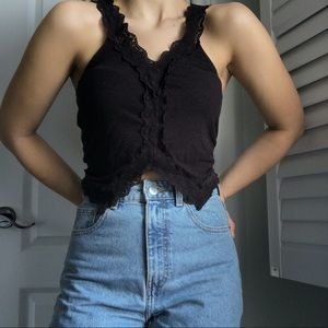 Urban Outfitters Tops - Kimchi Blue Black Lace V Neck Crop Top Urban Outfitters Tops - Kimchi Blue Black Lace V Neck Crop Top